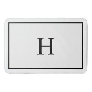 Alfombrilla De Baño Monograma Moderno Elegante Blanco Negro
