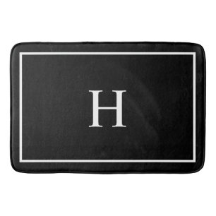 Alfombrilla De Baño Monograma Moderno Elegante Negro