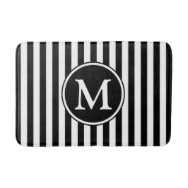 Alfombrilla De Baño Monograma moderno en blanco y negro
