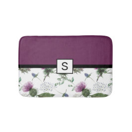 Alfombrilla De Baño Monograma morado floral