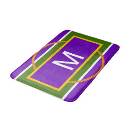 Alfombrilla De Baño Monograma Naranja amarillo morado brillante geomét