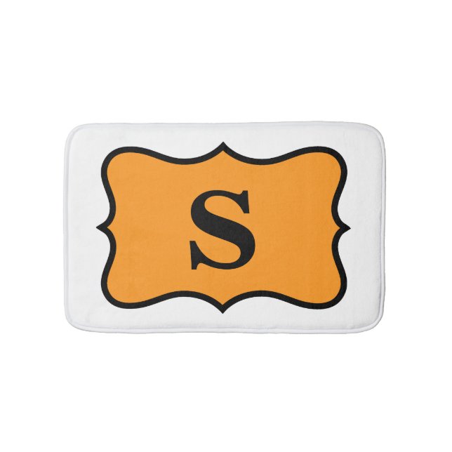 Alfombrilla De Baño Monograma Naranja blanco Decoración inicial del ho (Anverso)