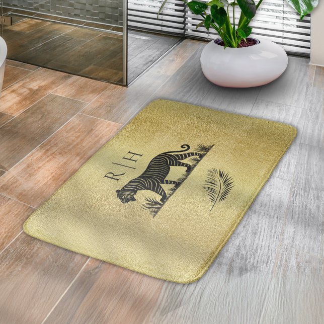 Alfombrilla De Baño Monograma negro de patrón elegante (Subido por el creador)