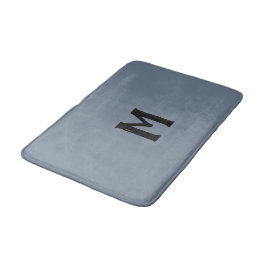 Alfombrilla De Baño Monograma negro de pizarra gris oscura