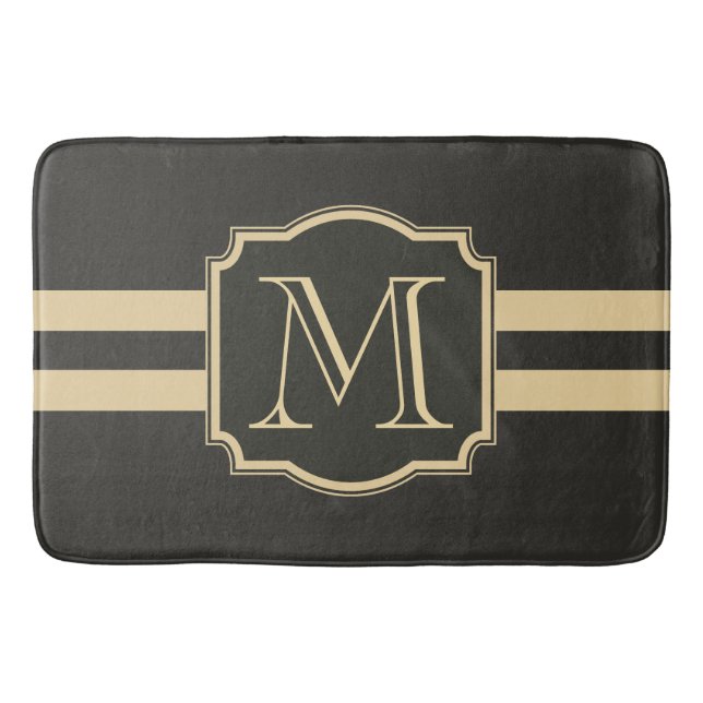 Alfombrilla De Baño Monograma negro y de oro (Anverso)