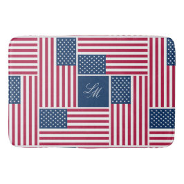 Alfombrilla De Baño Monograma Patriótico Bandera Americana Americano