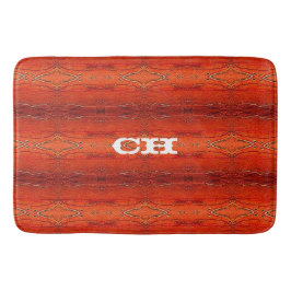 Alfombrilla De Baño Monograma Patrón de Rayas Aztecas Naranja Rústico
