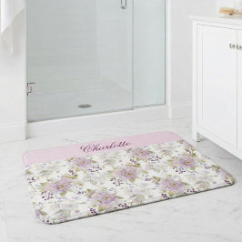 Alfombrilla De Baño Monograma personalizado de flor silvestre botánica