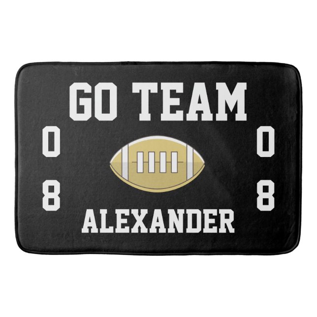 Alfombrilla De Baño Monograma personalizado de fútbol Go Team (Anverso)