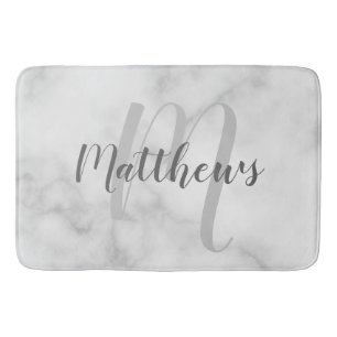 Alfombrilla De Baño Monograma personalizado de guión moderno y nombre 