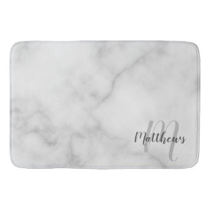 Alfombrilla De Baño Monograma personalizado de guión moderno y nombre 