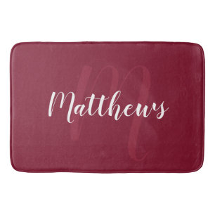 Alfombrilla De Baño Monograma personalizado de guión moderno y nombre 