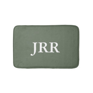 Alfombrilla De Baño Monograma Profundo Lichen Verde Personalizado