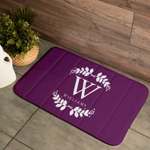 Alfombrilla De Baño Monograma púrpura de berenjena
