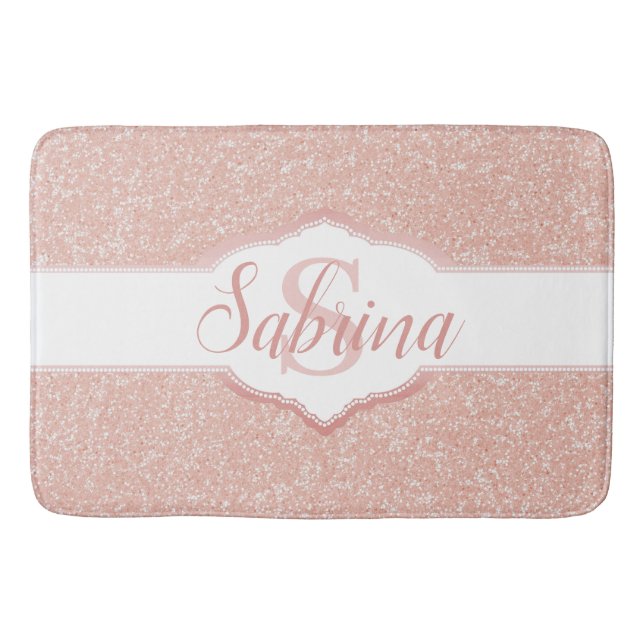 Alfombrilla De Baño Monograma Purpurina rosa (Anverso)