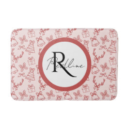 Alfombrilla De Baño Monograma rosa caprichoso