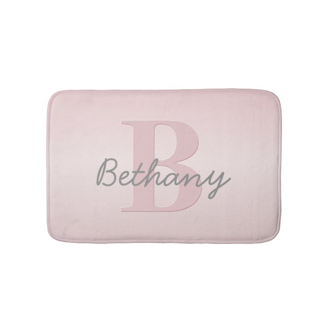 Alfombrilla De Baño Monograma rosa de Personalizable corto y guión de  (Anverso)