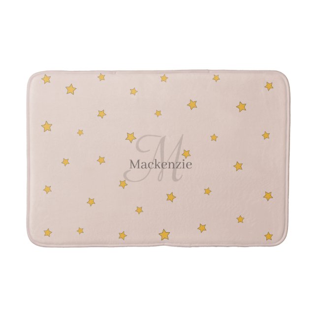 Alfombrilla De Baño Monograma Rubor Rosa Lucky Stars Bath Mat (Anverso)