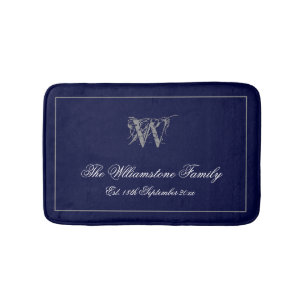 Alfombrilla De Baño Monograma Rústico + Regalo Boda de apellido famili