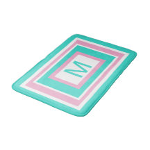 Monograma Turquesa Blanco Rosa Geométrico