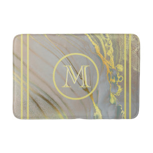 Alfombrilla De Baño Monograma único de Personalizado de resumen de oro