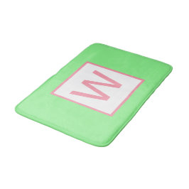 Alfombrilla De Baño Monograma Verde Menta Rosa Pastel