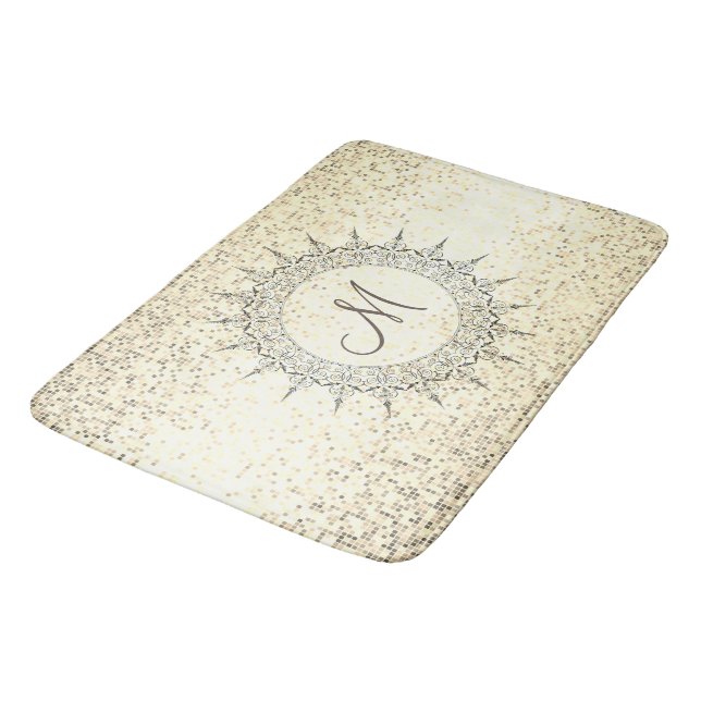 Alfombrilla De Baño Monograma Vintage Mandala (Angular)
