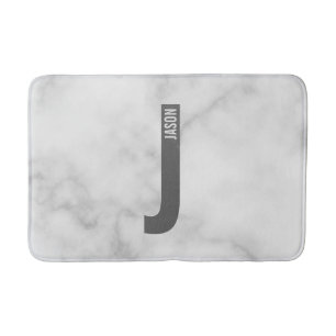 Alfombrilla De Baño Monograma y nombre negrita personalizado moderno