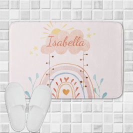 Alfombrilla De Baño Monogramada acuarela Cute niños arcoiris