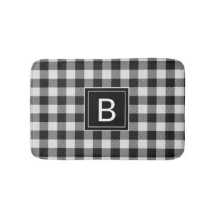 Alfombrilla De Baño Monogramado de búfalo negro de granja moderna