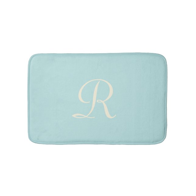 Alfombrilla De Baño Monogramado Robin's Egg Blue Mat (Anverso)