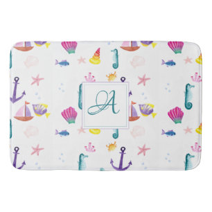 Alfombrilla De Baño Monogrammed Beachhut Kids Bathroom Ocean Life Sea