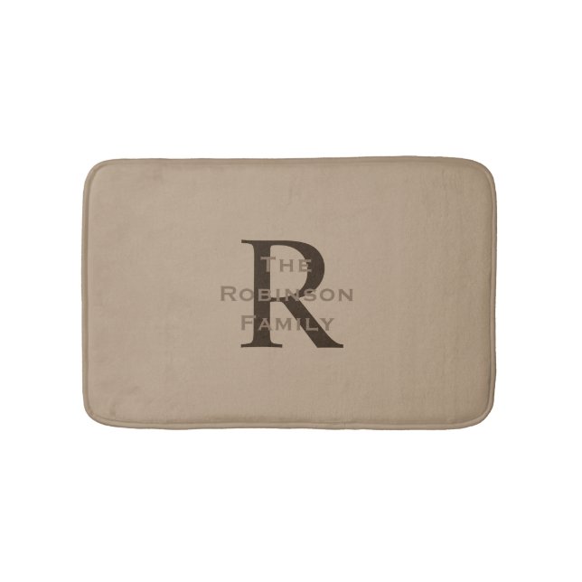 Alfombrilla De Baño Monogramo de nombre de Tan y Brown (Anverso)