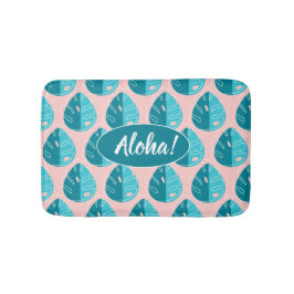 Alfombrilla De Baño Monstera Leaves - Blue and Pink