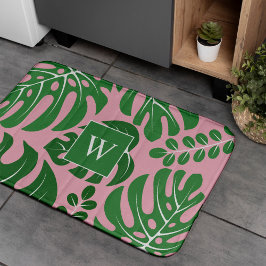 Alfombrilla De Baño Monstera Leaves Monogramado