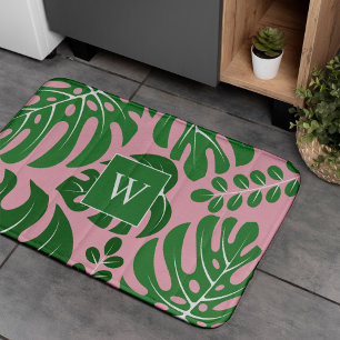 Alfombrilla De Baño Monstera Leaves Monogramado