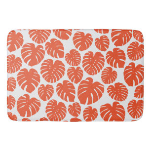 Alfombrilla De Baño Monstera - Naranja y blanco