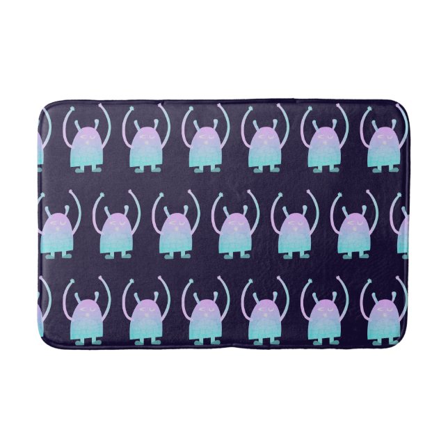 Alfombrilla De Baño Monstruo Azul Pequeño y Lindo (Anverso)