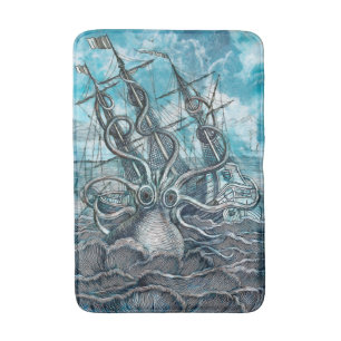 Alfombrilla De Baño Monstruo marino Octopus Blue Sea