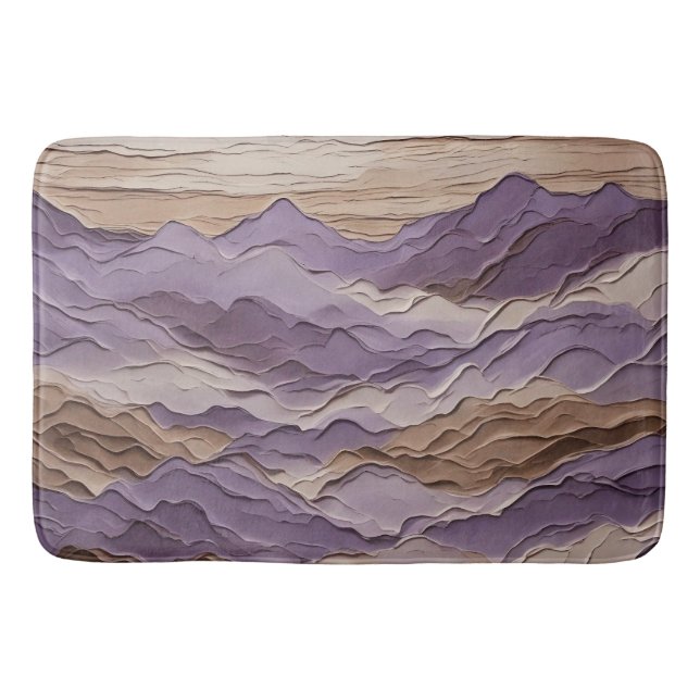 Alfombrilla De Baño Montaña mística morada y marrón (Anverso)