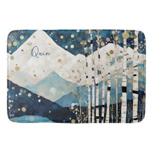 Alfombrilla De Baño Montañas blancas azules