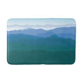 Alfombrilla De Baño Montañas Montañas Vistas Azul Verde Ilustrado