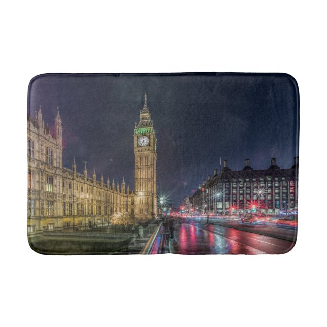 Alfombrilla De Baño Monumentos | Big Ben de noche (Anverso)