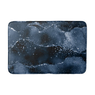 Alfombrilla De Baño Moody Agate   Purpurina de imitación azul de acero