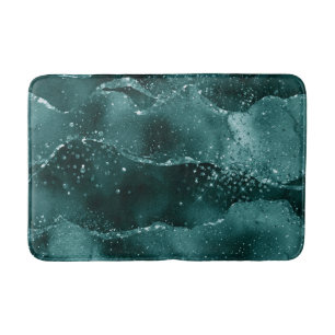 Alfombrilla De Baño Moody Agate Tono de joyas rico en malaquita verd