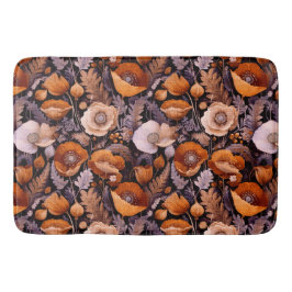 Alfombrilla De Baño Moody poppies on black pattern