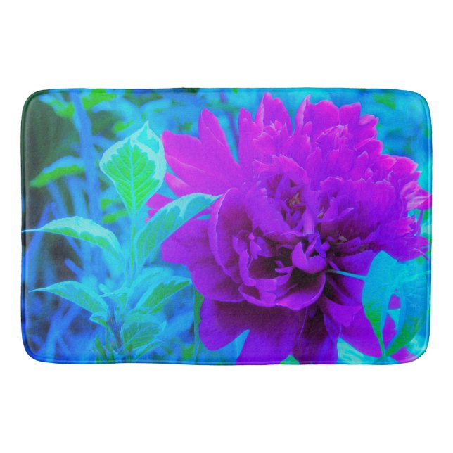 Alfombrilla De Baño Moody Purple Peony con el hermoso follaje de Weige (Anverso)