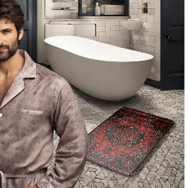 Alfombrilla De Baño Moqueta persa en campo tintado rosa