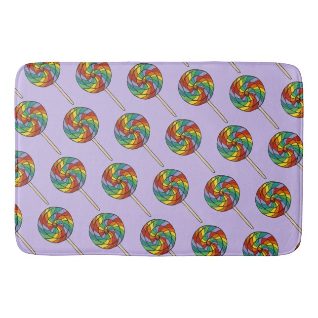 Alfombrilla De Baño Morado Rainbow Lollipop Candy Sweet Lollies (Anverso)