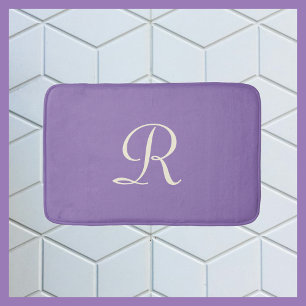 Alfombrilla De Baño Morado y crema Monogramado Mat de baño